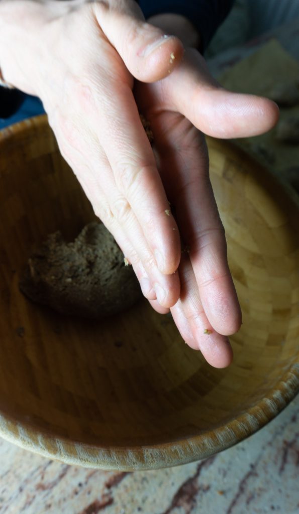 Rolling a "sausage" for vanilla crescent cookie