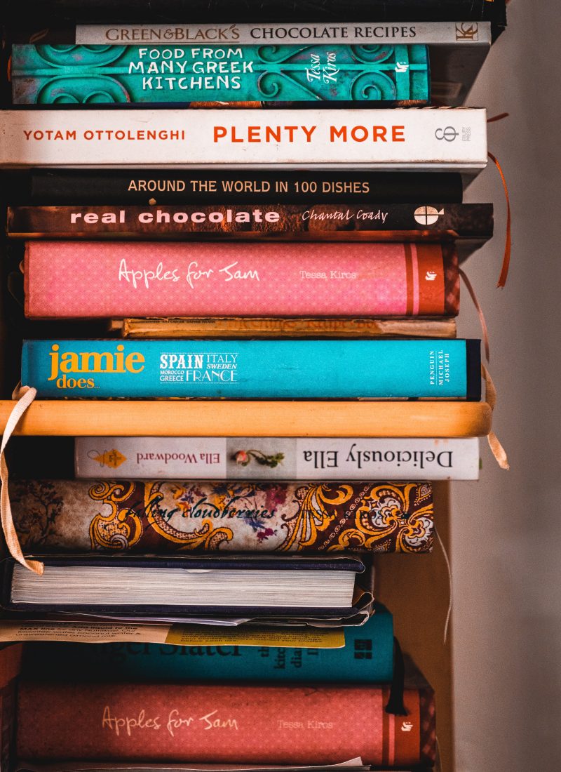 A stack of cooking books