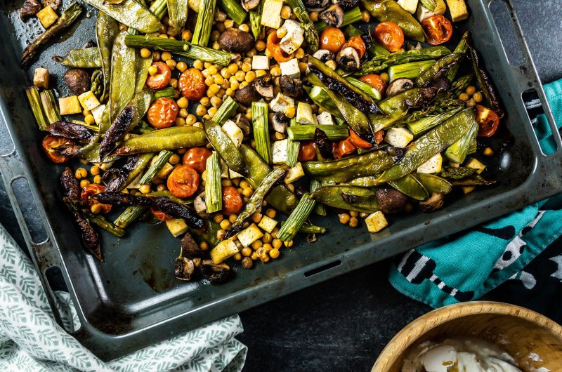 Spring Greens Oven Tray Bake