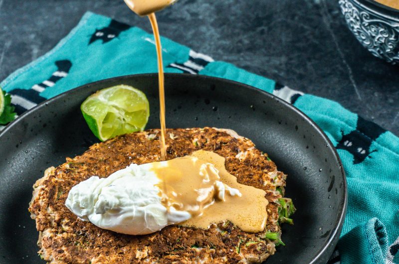 Cabbage Pancakes with Poached Eggs