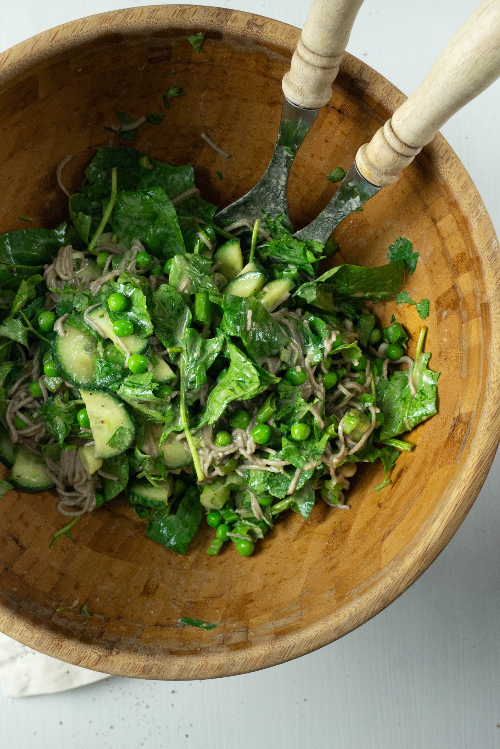 Perfect Soba Noodle salad in a bowl, tossed and ready to be served