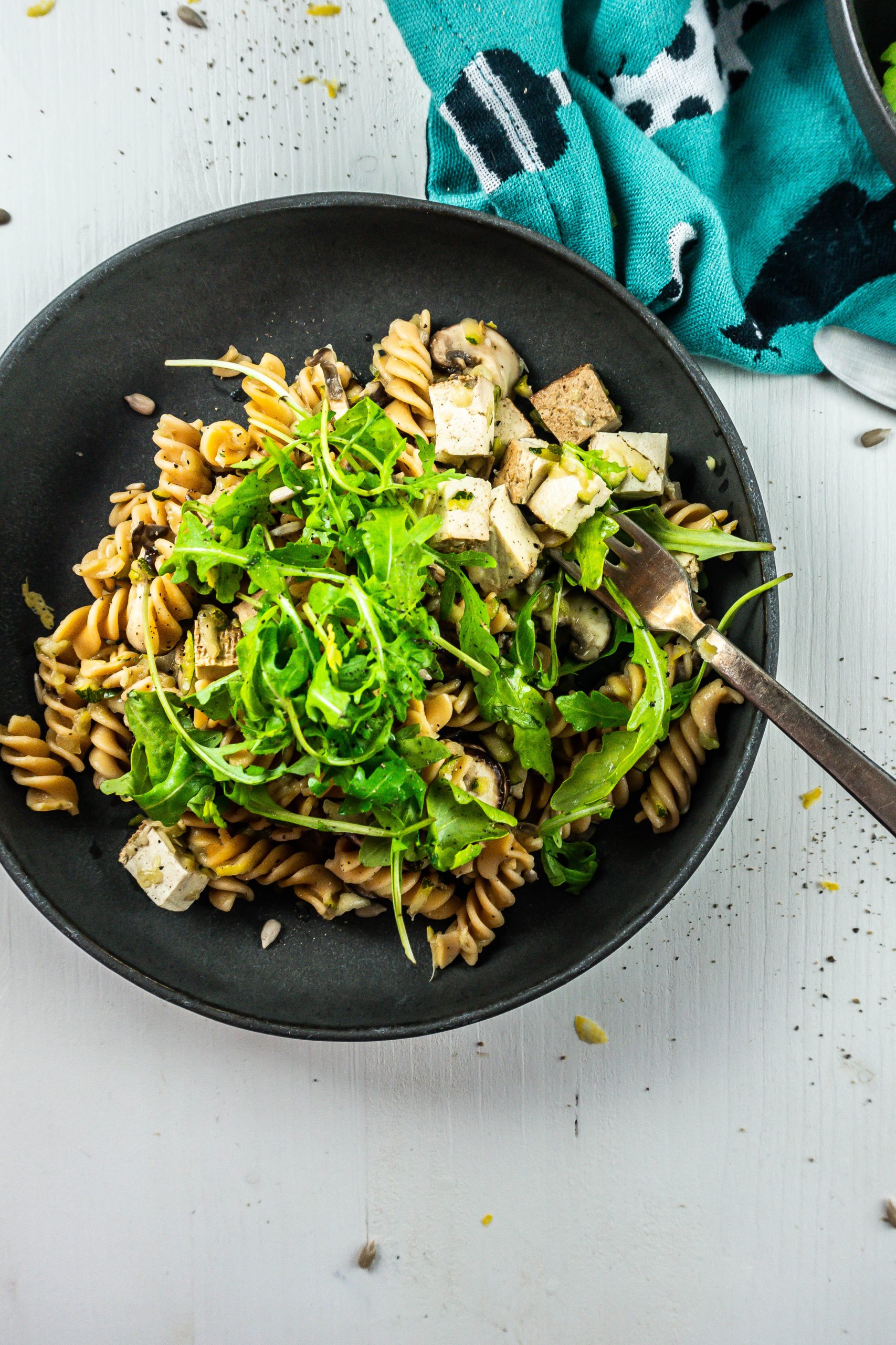 15-Minute Summer Pasta on a plate with a fork tugging into the pasta