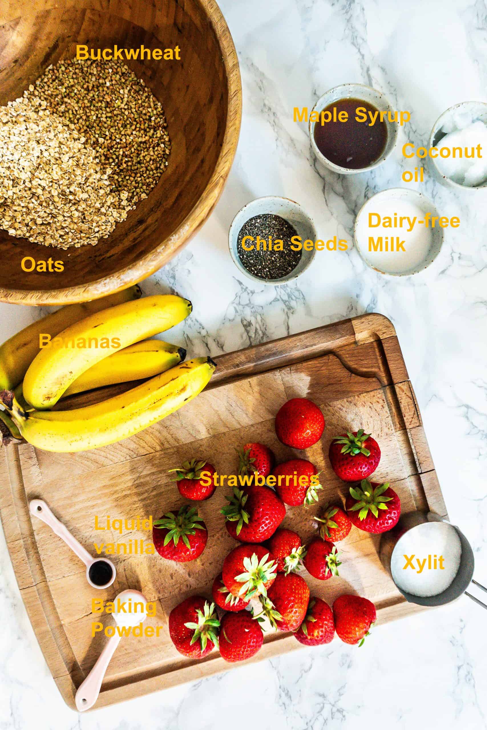 The ingredients listed for Strawberry Banana Muffins